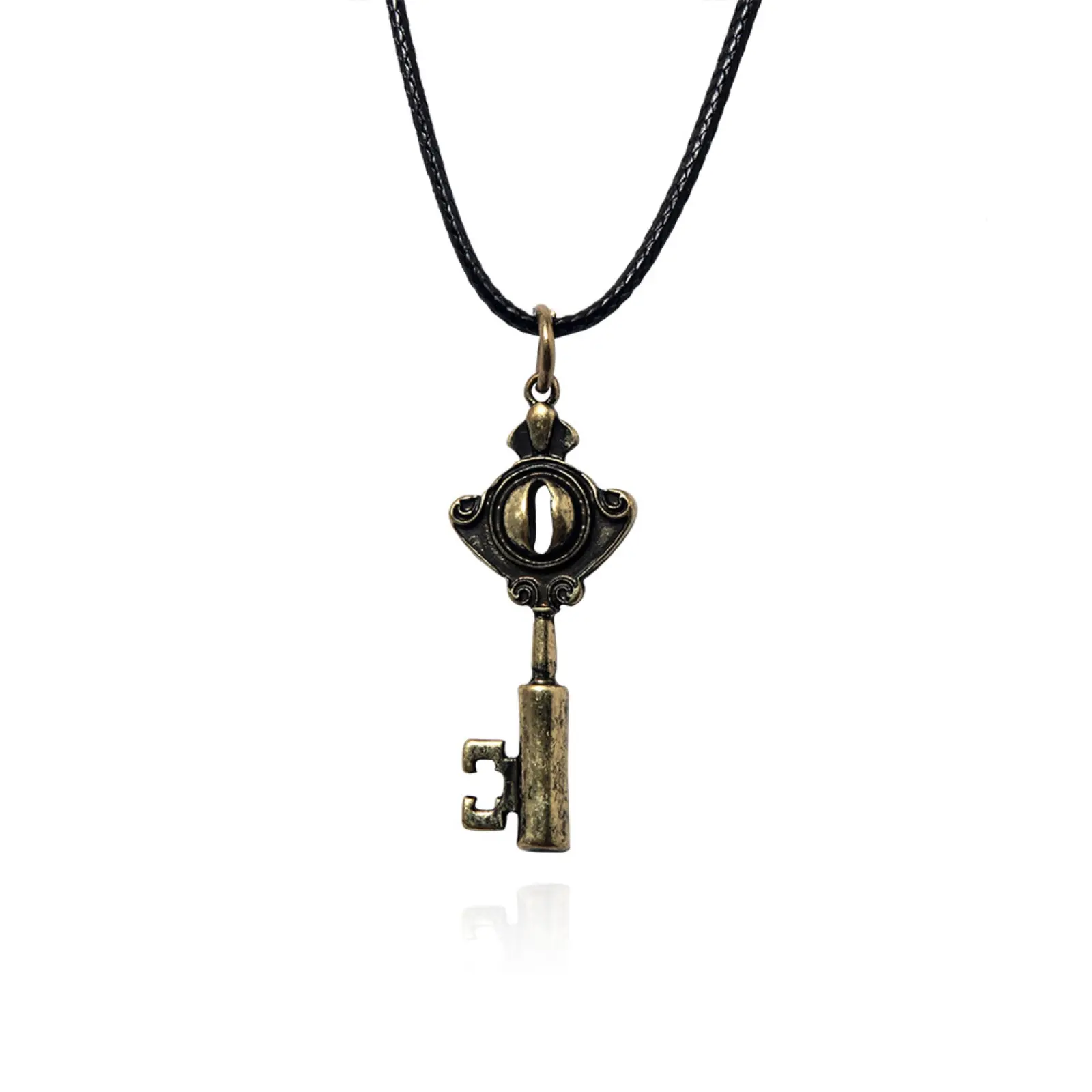 Owl key leather string necklace for men and women, versatile jewelry