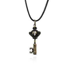 Owl key leather string necklace for men and women, versatile jewelry