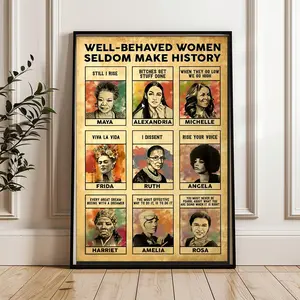 Well Behaved Women Rarely Make History Poster, Black Owned Feminist Print, Empowering Women wall art, Strong Women Vintage, Women Speak Womens Rights