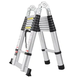 VEVOR Telescoping Ladder A-Shape w/Stabilizer Bar, Aluminum Extension Ladder Lightweight, Multi-Button Retraction Collapsible Ladder, Multi-Purpose Ladders for RV, CamperVEVOR Super Brand Day
