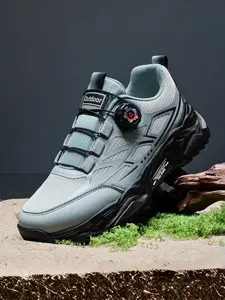 1 Pair Men's Distressed Color-Wiped Rotary Buckle Hiking Shoes| Street Trendy Style | Vintage Distressed Craft + Height-Increasing Thick Sole + Rotating Buckle Lace-Free | Daily Outings / Trendy Outfits / Campus Commute / Workwear Outfits, Height-Boosting
