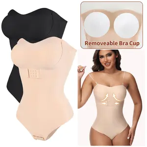 Plus Size Backless Body Bra Shaper for Women Shapewear Straples Bodysui tummy Control Built In Bra Low Back Women's Shaping Invishaper Bodysuit Tube Top Thong Open Crotch Daily Usemer Girdles body shapewear faja Corset