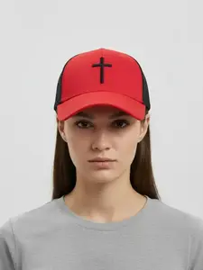 Unisex Street Trend Cross Embroidered Baseball Cap, 1 Piece Casual Trendy Baseball Hat, Adjustable Mesh Design Accessories for Daily Use