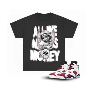 Jordan 6 Carmine Shirt, Always Money Angel Graphic Tee, AJ6 Retro OG Outfit