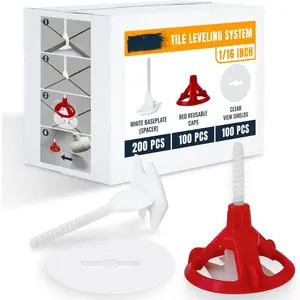 Tile Leveling System Set 1/16 inch - 200 count - Professional Floor & Wall Spacer Kit with  Caps & Protection Plates - Anti-Lippage Installation Tools for Large and Small Tile Formats