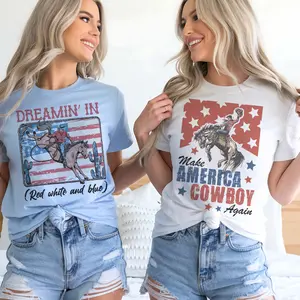 Vintage Western USA tee Country Cowboy USA Tees Country USA T-Shirts America Cowboy Boots Tops Red White and Blue Country Tshirts American Cowboy Nashville Tees Patriotic America Tops