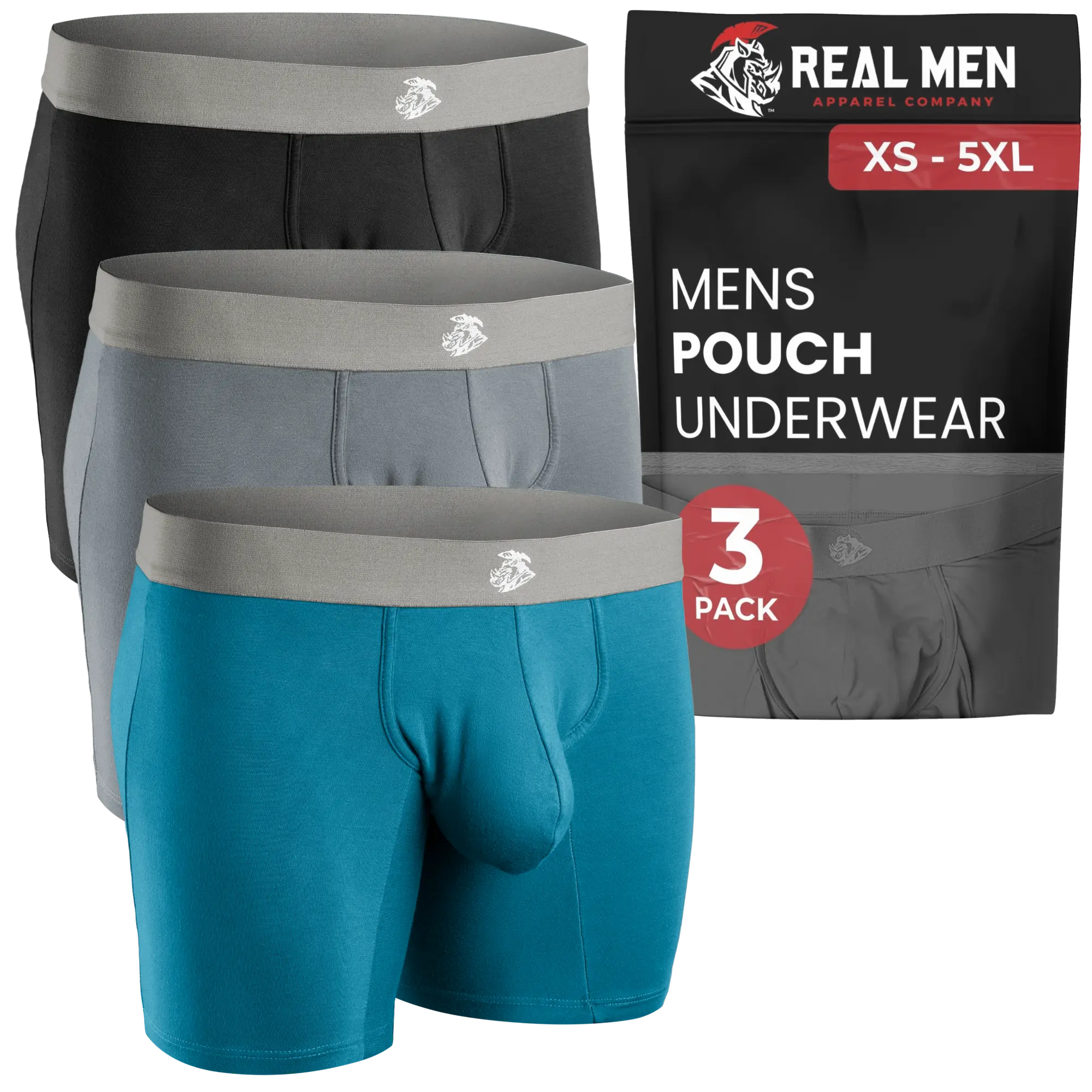 3 Pack Modal Pouch Boxer Briefs  ABCD Pouch Cyan Grey Black 7 inch Inseam Fabric Menswear Stylish Natural Soft Plain Classic Day Human modal soft Better than Cotton or bamboo underwear Athletic Sports Clothes Jersey