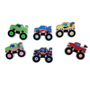 Monster Truck 6 Piece Set of Shoe Charms for footwear b - Assorted Colors and Designs