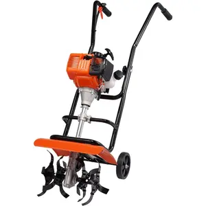 VEVOR Tiller Cultivator Gas Powered, 43CC 2-Stroke Garden Cultivator, Tiller with 4 Steel Adjustable Front Tines for Lawn, Garden and Field Soil CultivationVEVOR Super Brand Day