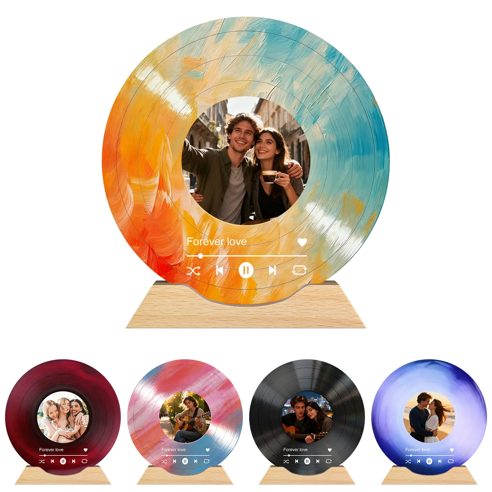 [HKZZ.Made] Custom Spotify Song Soundwave Photo Plaque, Curved Arc Base 5.9/7.9/11.9in, Color-Changing LED Mood Light & Speaker, Personalized Romantic Music Decor, Perfect Gift for Valentine's, Proposal, Wedding & Love Anniversaries