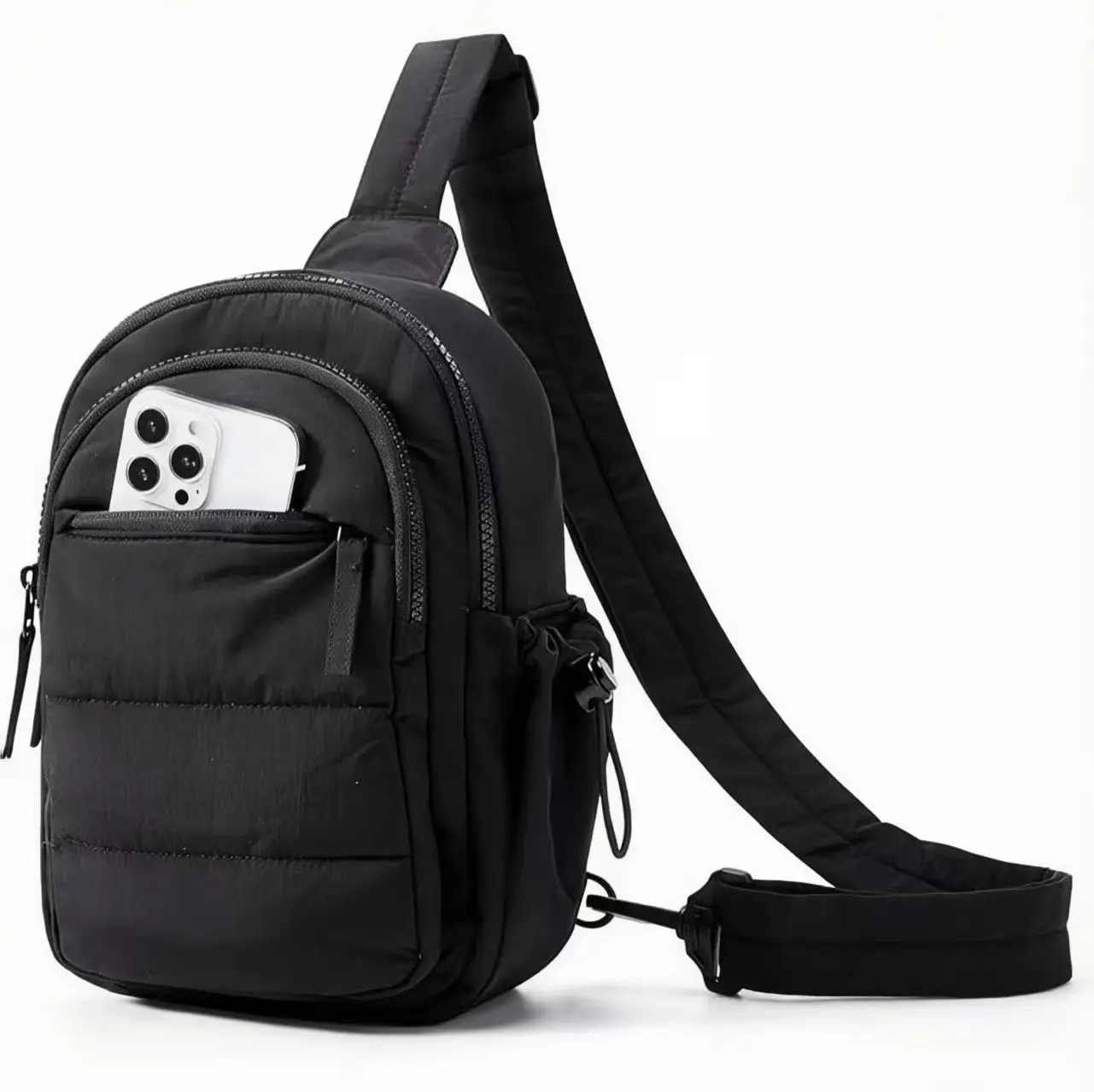Water Resistant Mini Puffer Crossbody Sling Bag - Adjustable, Fashionable, Lightweight, Sporty Chic, Quick-Release Fit, Phone Holder for Men & Women, Ideal for Travel, Hiking, Workout (Sports & Outdoor Gym Accessory), Adjustable Sling Bag
