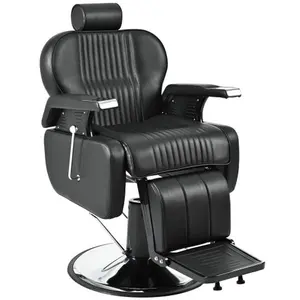 Heavy Duty Hydraulic Lift Barber Chair, PU Leather Reclining Salon Styling Equipment - 360° Swivel, Height Adjustable, 440 lbs Capacity, Ergonomic Design for Barber Shop & Beauty Salon Use