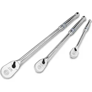 3- Extra Long Drive Ratchet Handle, 1/4", 3/8", 1/2" 90- Ratchet Wrench with Dust Proof Teardrop Enclosed , Reversible, CR-V Steel Made, CR-MO , Full Polished, Gifts for Men