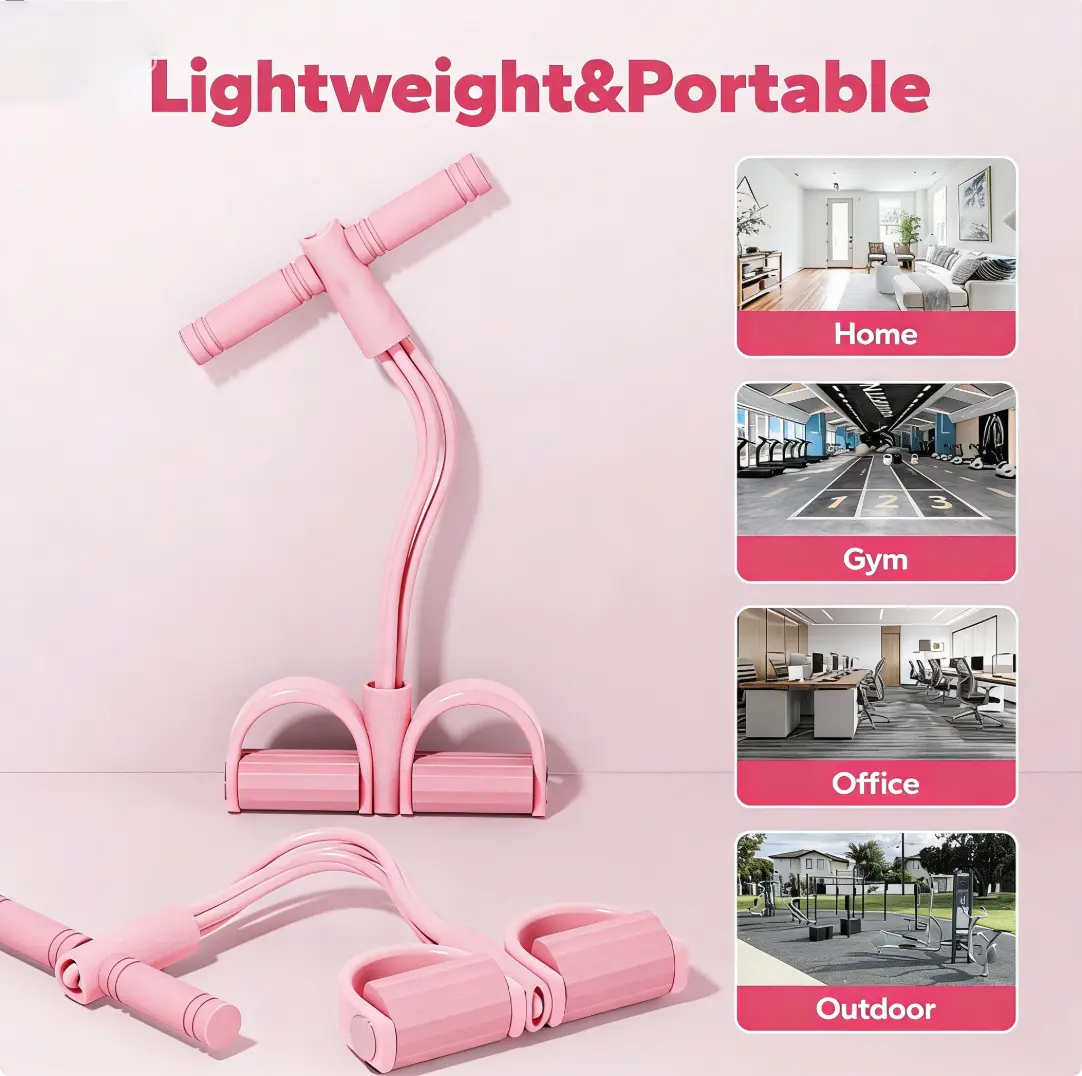 Multifunctional Adjustable Ab Trainer, Lightweight & Portable Pedal Resistance Band with Elastic Pull Rope and Foam Handles for Home Gym Yoga, Ab Core Trainer