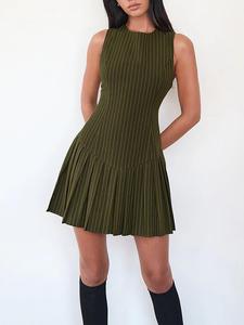 women's striped print dress, casual fashion sleeveless dress for daily outdoor wear, ladies clothes for all seasons, summer clothes, womenswear