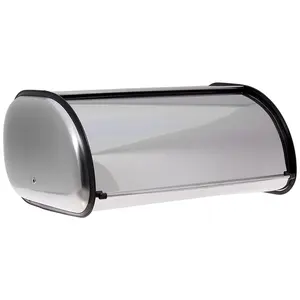 Stainless Steel Bread Box Storage Bin with Swing Down Door & Screw Lid Kitchen Cake Food Container Large Capacity Bread Holder
