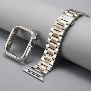1PC Soft TPU Case + 1PC Metal Strap For Apple Watch Bands Ultra 3 2 40mm 44mm 45mm 49mm 42mm For iWatch Series11/10/SE/9/8/7/6/5/4 Band 41mm 38mm Stainless Steel Watch Band, Smartwatch Strap, Smart Watch Straps, Smart Watch Accessories
