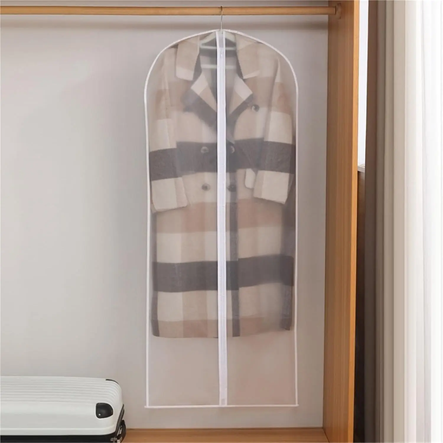 ASEANAO Dust-Proof Clothes Cover Bag Clear Garment Bag Breathable Coat Protector Garment Covers Bags for Closet Storage and Travel (Zipper 60×140cm), transparent
