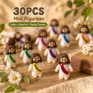 2026 Cross-border Bestseller In Stock Easter Decorations, Cute Cartoon Jesus Mini Figurines, Desktop Ornaments Holiday Gifts 30 pcs