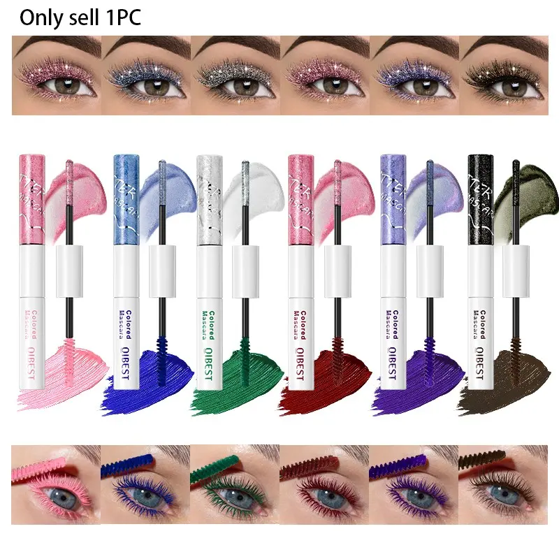 Long Lasting Dual Ended Beauty Eyelashes Mascara Glitter Colored Lightweight Texture Easy To Apply Lash Curl With Spiral Bristles