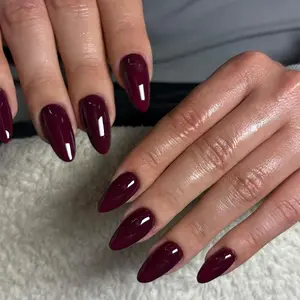 24pcs Almond Shape Medium Length Glossy Acrylic Nails Set, Nail Kit, Includes Jelly Glue & Nail File, Perfect for Women & Girls Daily Use, Glossy Fake Nails