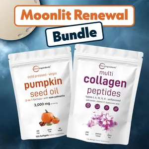 Micro Ingredients Moonlit Renewal Bundle: Pumpkin Seed Oil 150 Softgels & Multi Collagen Peptides Powder 1LB