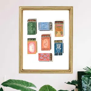 Matchbox Print, Matchbox Illustration, Vintage Matchbox Art, Matchbooks print, Matchbox Poster, Matchbox Painting, Vintage Matchbox Unframed