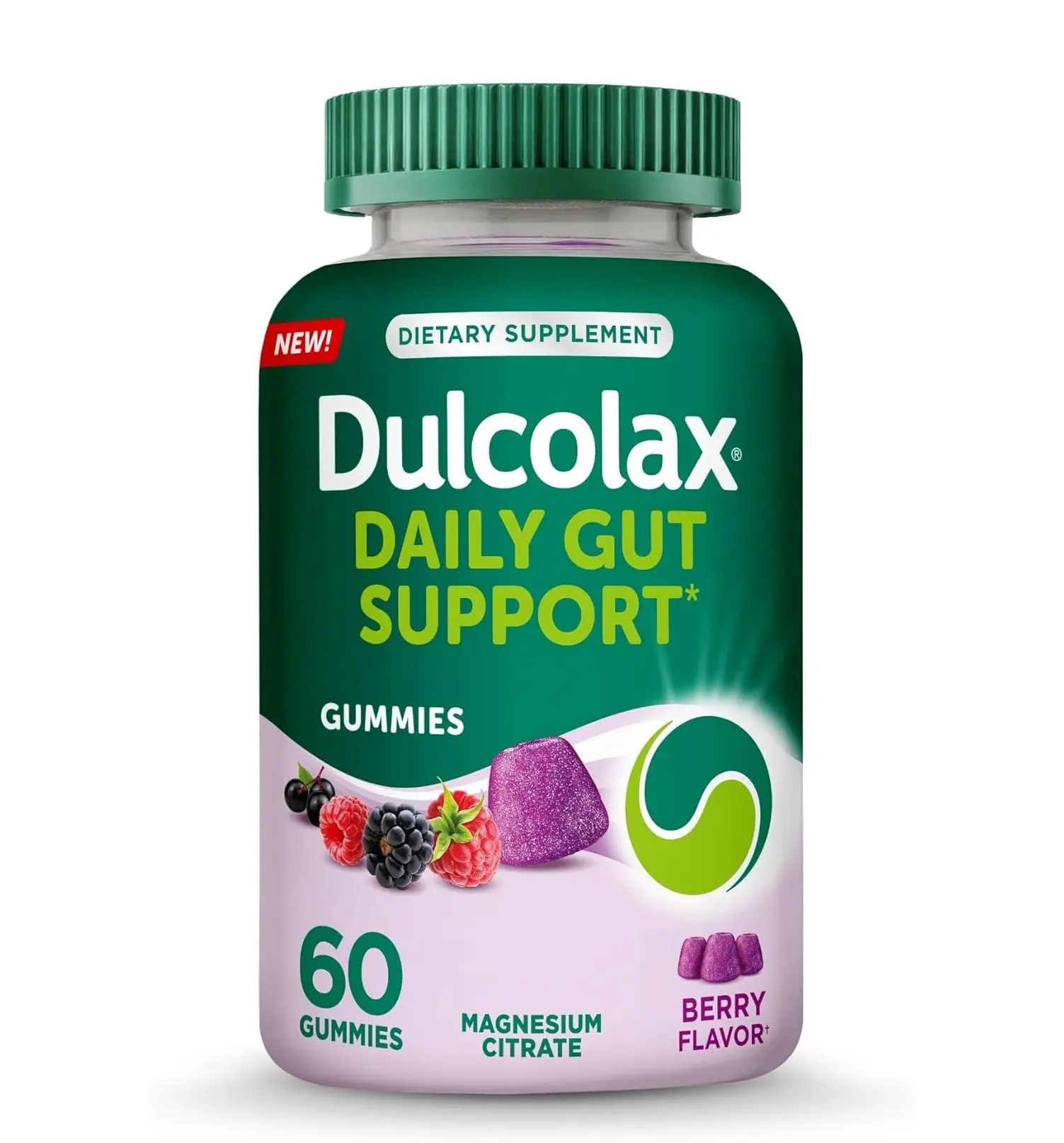 Dulcolax Daily Gut Support Gummies, Magnesium Formula, Berry Flavor, 60-Ct | Stimulant-free, contains magnesium citrate to support natural gut movement, gluten free, no synthetic dyes Healthcare