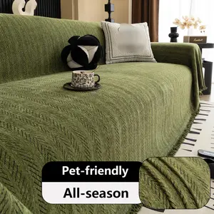 Vintage Herringbone Pattern Sofa Cover, Couch Cover, 1 Count Pet Friendly Sofa Slipcover, Dustproof Soft Washable Sofa Protector for Home Living Room Bedroom Office