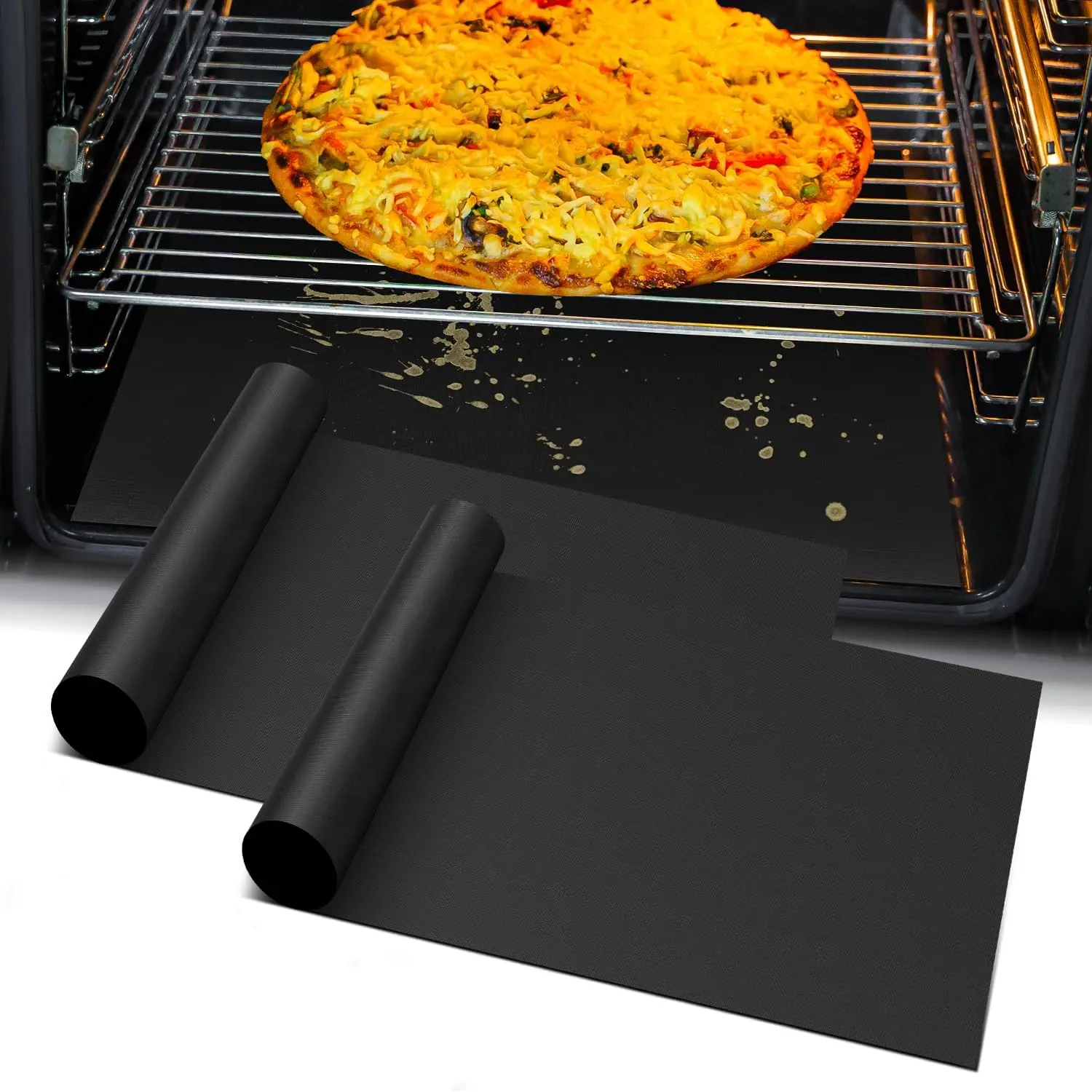 Oven Liner for Bottom of Oven, Heavy Duty Oven Liners for Electric Stove, Heat Resistant Stovetop Protector Air Fryer Grill Mat, Reusable Gas Toaster Microwave Oven Drip Liner Teflon Sheets, Home Baking Supplies