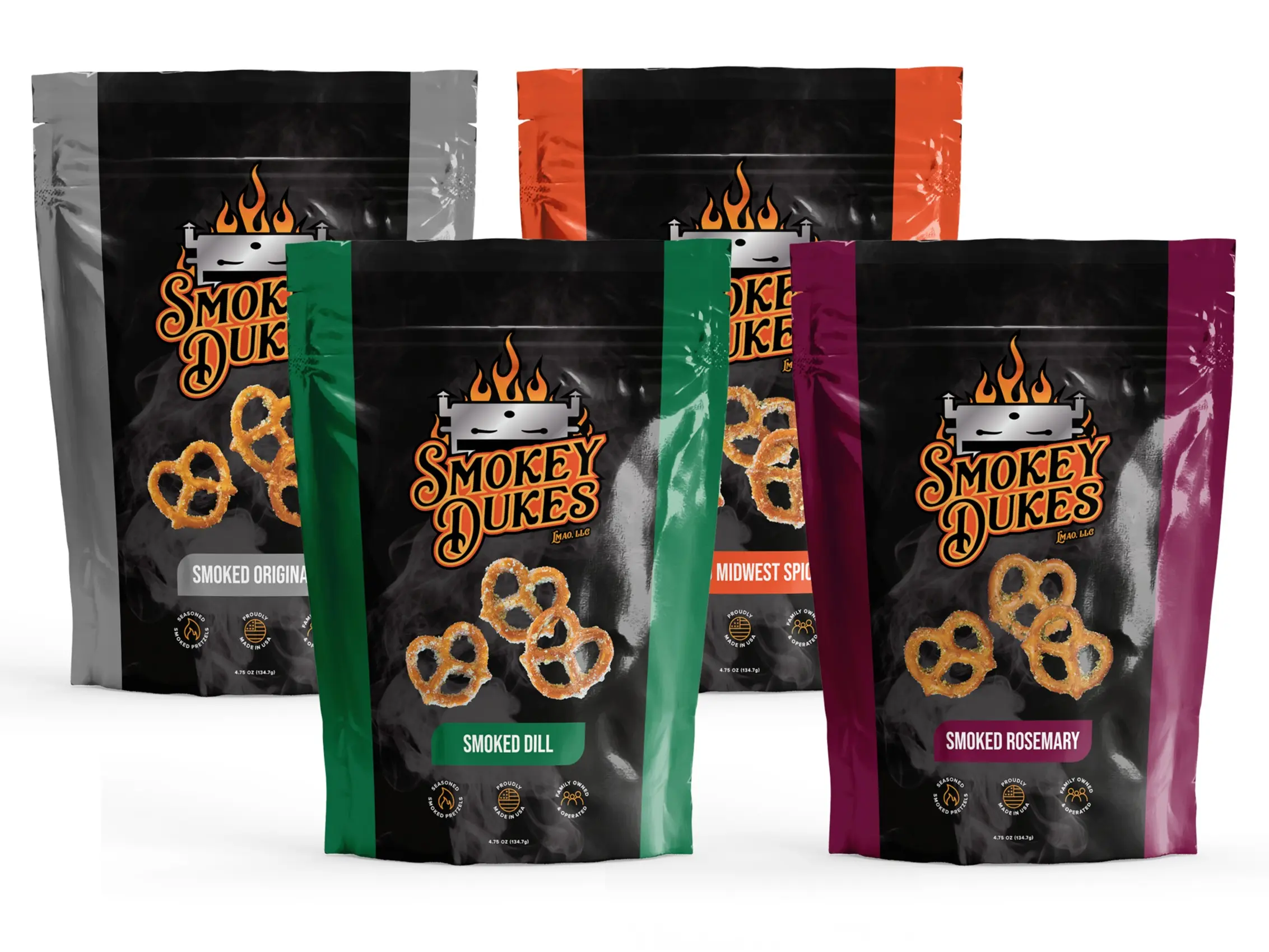 Variety 4-Pack smoked seasoned pretzels