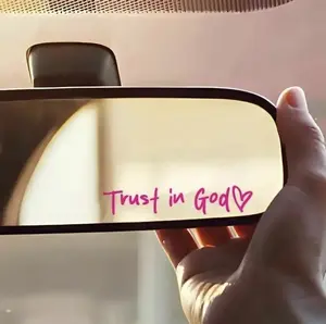 2pcs (pink) Trust in God Car Rearview Mirror Sticker,Car Rearview Mirror Decal,Inspirational Vinyl Sticker, Ideal Christian Gift