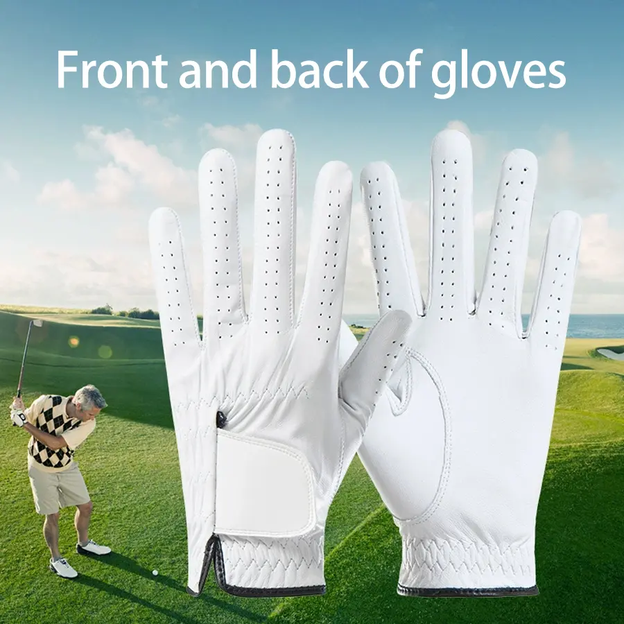 Left-hand single golf leather glove for men, made of sheepskin, suitable for outdoor sports, stylish, thin, durable, breathable and soft. Golf Accessory