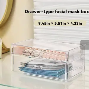 UFORU Dustproof Waterproof Cosmetic Storage Box for Lip Gloss, 2-Drawer Clear Acrylic Makeup Organizer,  Face Mask & Skincare, Stackable Vanity Organizer