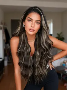 Synthetic Lace Frontal Wigs Pre Plucked 13×4 HD Lace Black Wigs for Black Women 26 Inch Long Body Wave Wig Ready to Wear Beginner Friendly Daily Party Use