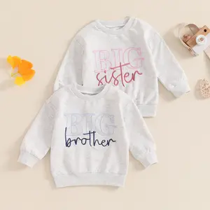 Canrulo Big Sister Big Brother Matching Outfit Toddler Boy Girl Embroidery Sweatshirt Tops Kids Pullovers Shirt Spring Fall Clothes