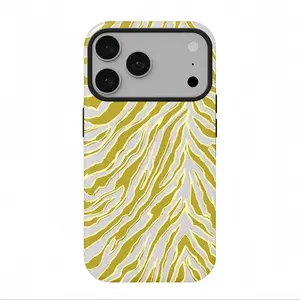 Yellow zebra stripes Phone Case, compatible with iPhone 17 Pro Max, 16, 15, 14, 13 and 12. Dual-layer shockproof protective cover, perfect for gifting.