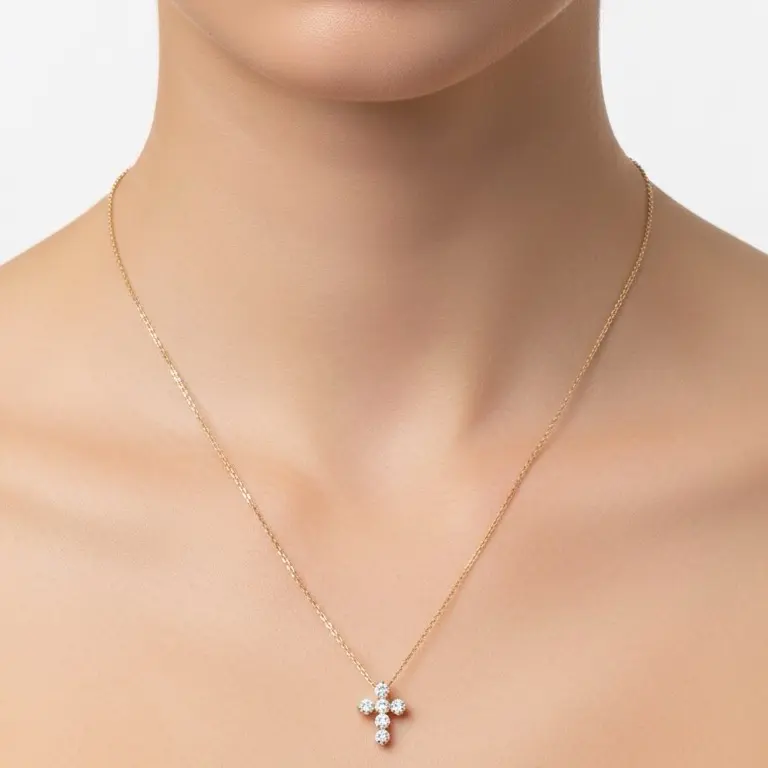 14k Gold Diamond Cross Necklace for Women Elegant and Sparkling Jewelry Gift