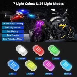 Wireless LED Strobe Lights with Remote Control, 8 Colors USB Charing Waterproof Anti-collision LED Emergency Warning Lights for Car, Motorcycle, Drone, Airplane, Bike Games Games