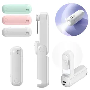 5 IN 1 Portable Handheld Fan, Mini Rechargeable Cordless Folding Fans with Power Bank USB Battery Operated Mirror Flashlight Phone Holder Multifunctional, Small Pocket Design for Eyelash Girls Women Travel Outdoor, Valentine's Day Gift For Lover Friend