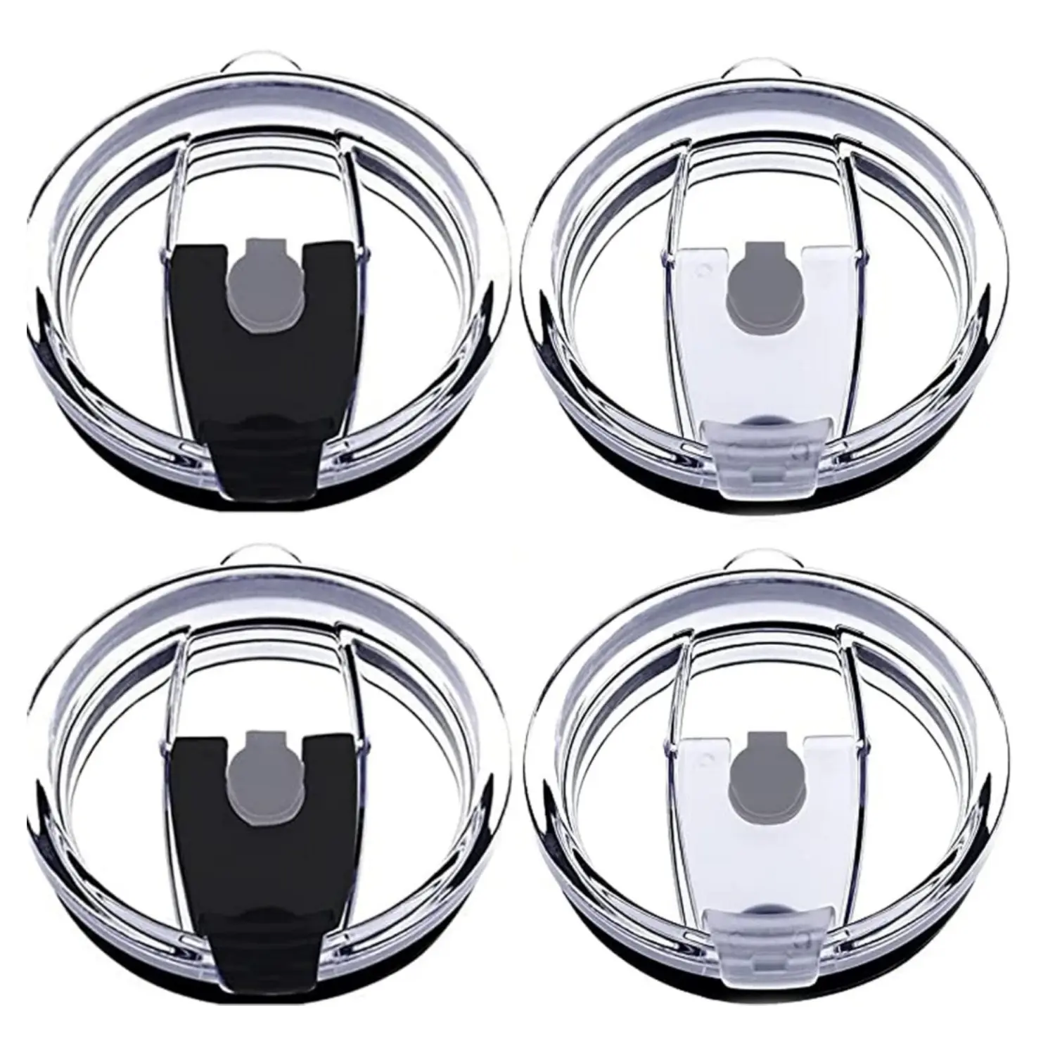 Home Improvement 4-Pieces 20 oz Sturdy Plastic Cup Lids, Airtight Seal Double-Sealing Silicone Sliding Covers, Spill-Proof Splash-Resistant Straw-Friendly BPA-Free Replacements for Coffee Travel Mugs, Beverage Tumblers, Insulated