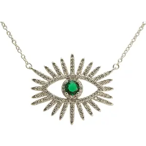 Sparkling CZ Evil Eye Pendant Necklace, Fashion Costume Jewelry Accessory Adorned with Rhinestone Eye Detail, Sparkling Cz Necklace