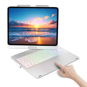 Touch Case with Keyboard for iPad Pro 13-Inch M5 M4, iPad Air 13-Inch M3 M2, 360° Rotatable, 11 Colors Backlit, Trackpad Included, Wireless Tablet Keyboard