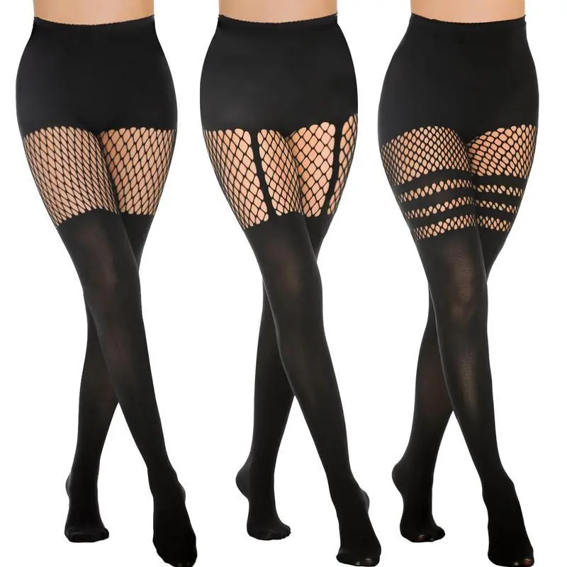 Women's Faux Soft Fishnet Tights Set - 3 Classic Styles, Figure-Flattering Leggings Bottoms for Work, Women's Clothing