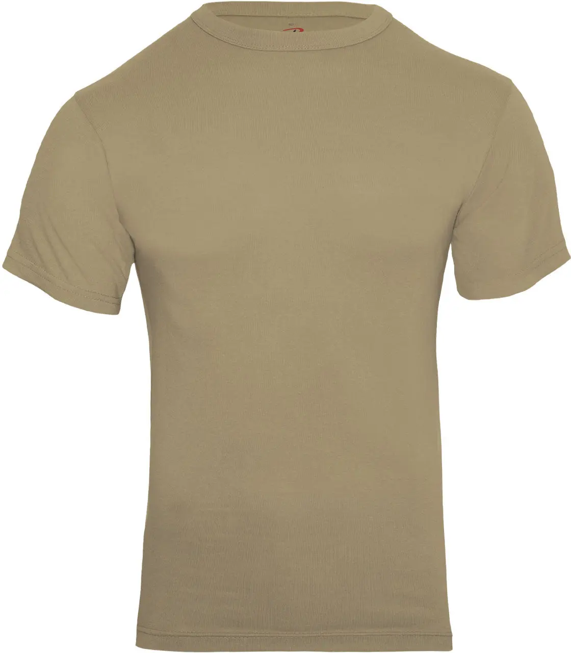Men's Military GI T-Shirt in Khaki, Short Sleeve Cotton Polyester Blend, Durable Tag-less Base Layer for Uniform or Casual Wear, Shortsleeve, Hem, Menswear, Plain, Round Neck, Soft