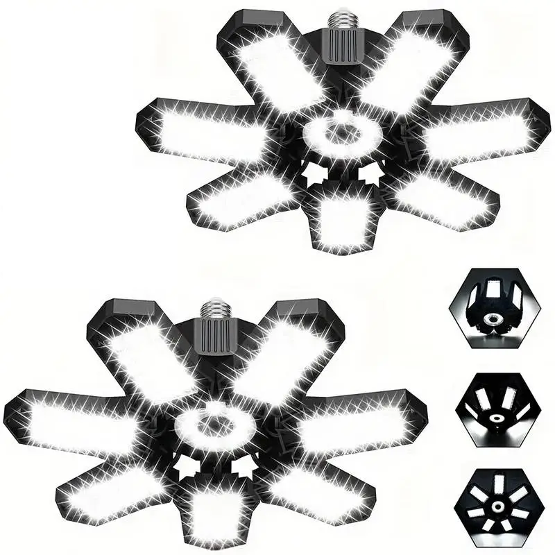 LED Garage Light 160W Deformable Bright Shop Ceiling Bulb Lamps, Led Workshop Ceiling Light, E26/E27 6500k Daylight Ultra Bright Garage Lighting, Defo