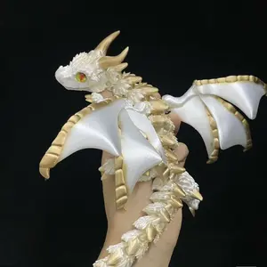 3D Printed Articulated Dragon Toy, Posable Fantasy Dragon Figurine for Display & Fidget