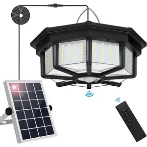 Solar Shed Light Indoor Outdoor,  288LED Solar  Motion Sensor Pendant Light Daytime , Solar Indoor Lights with 5 Lighting Modes & Remote for Shed Gazebo Barn Garage Home