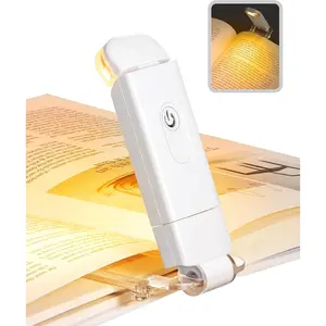 Book Reading Light, Amber Warm Clip On LED with 3 Adjustable Brightness for Eye Protection, Rechargeable USB, Perfect for Bookworms, Kids (White)