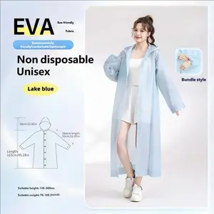 Reusable Eva Rain Poncho, Extended Length Adult Waterproof Raincoat, Unisex High-Quality Hooded Rain Gear for Weather Protection